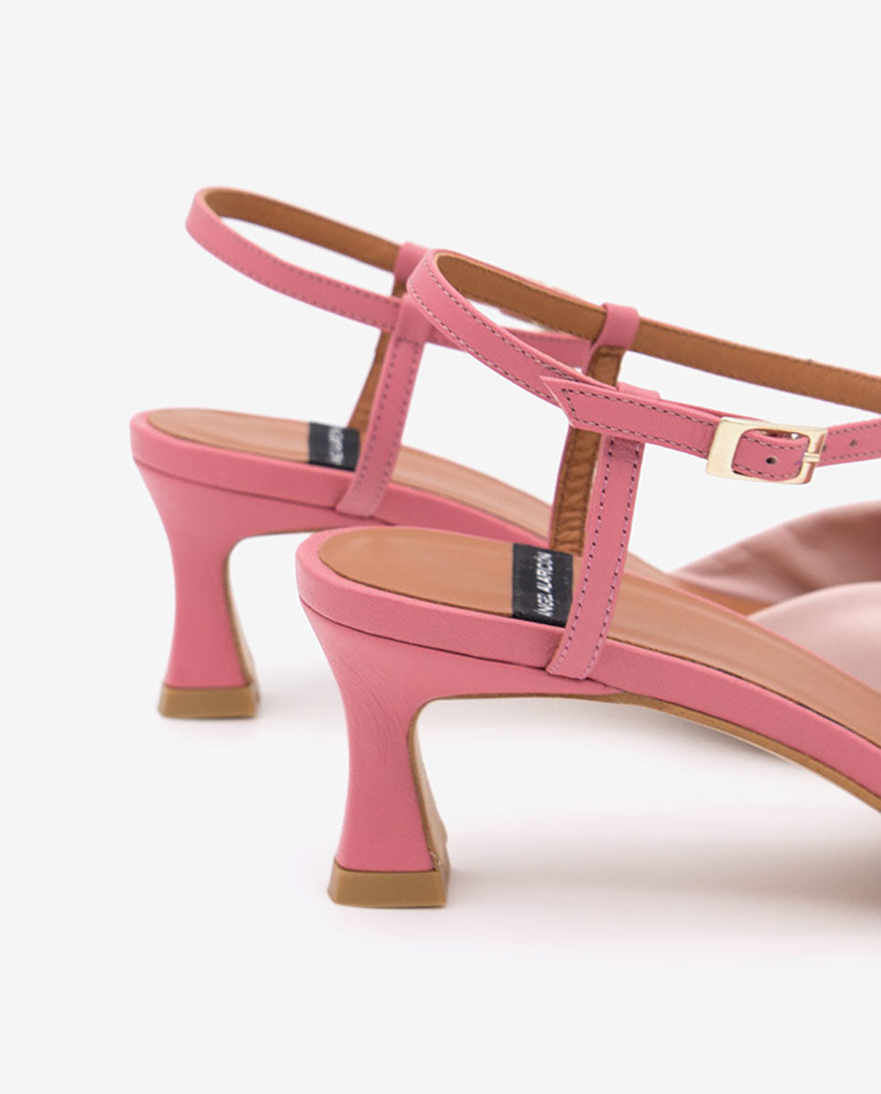 BRANY – Sandalia de mujer con pala fruncida bicolor y pulsera al tobillo de piel – rosa – Talla 41 – Ángel Alarcón