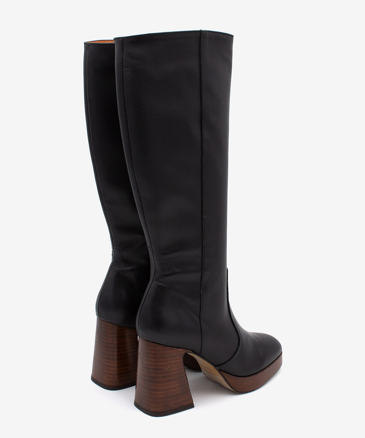 SITA – Bota de piel con tacón ancho y plataforma – negro – Talla 37 – Ángel Alarcón