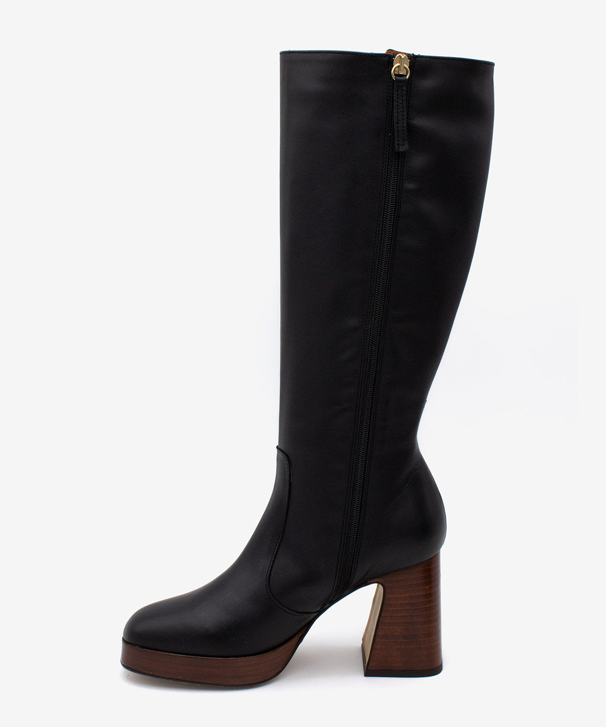 SITA – Bota de piel con tacón ancho y plataforma – negro – Talla 39 – Ángel Alarcón