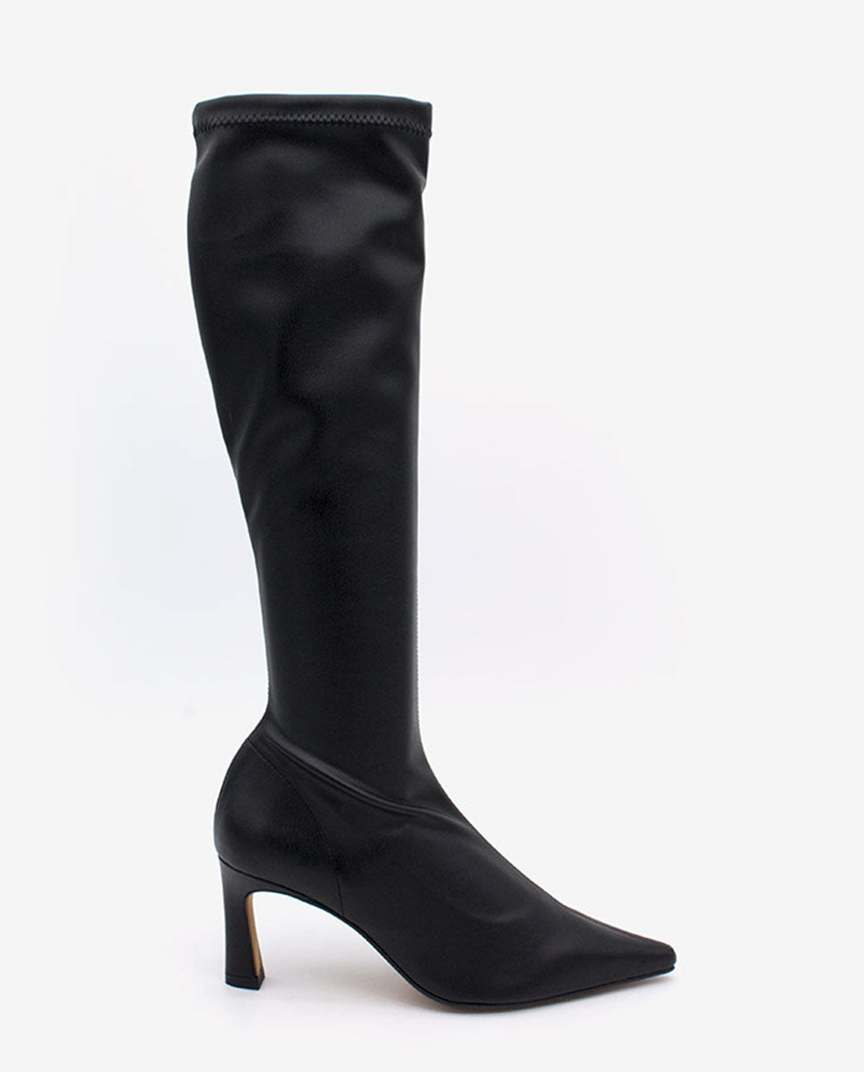 HAELTA – Bota elástica con punta fina y tacón – negro – Talla 35 – Ángel Alarcón