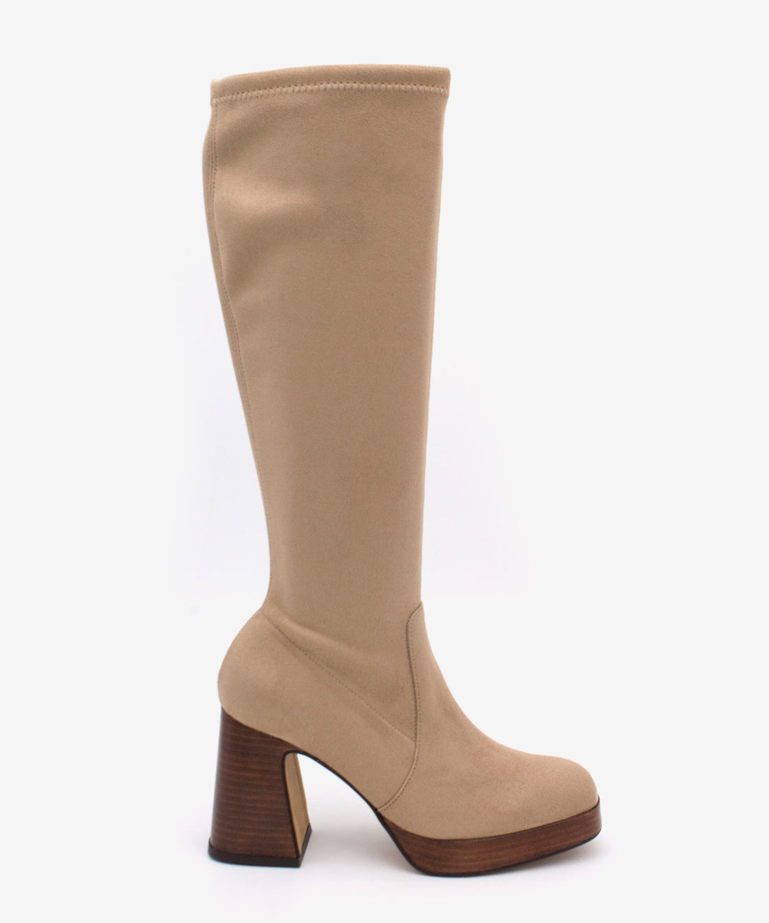 SIELTA – Bota elástica anteada con tacón ancho y plataforma – taupe – Talla 35 – Ángel Alarcón