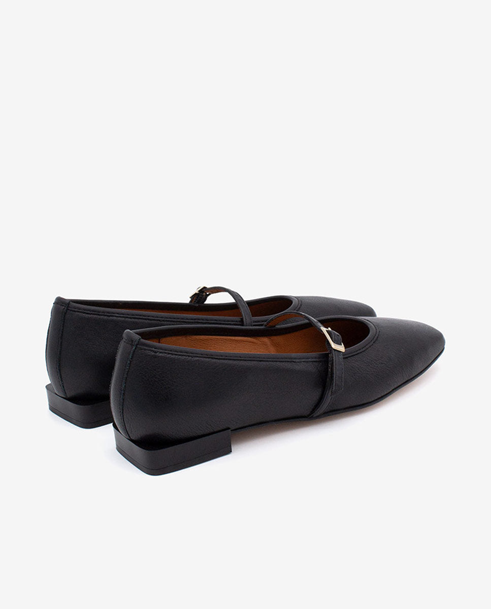 FRANCOISE - Bailarinas estilo merceditas de piel – negro – Talla 38 – Ángel Alarcón