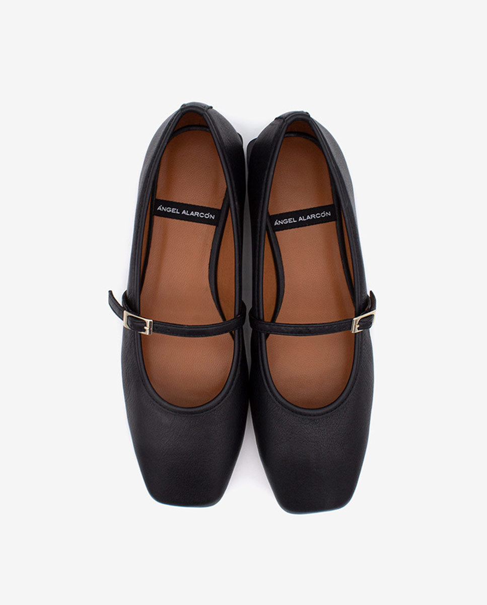 FRANCOISE - Bailarinas estilo merceditas de piel – negro – Talla 38 – Ángel Alarcón