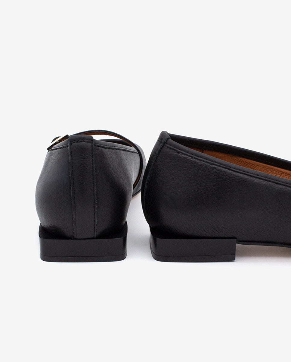 FRANCOISE - Bailarinas estilo merceditas de piel – negro – Talla 38 – Ángel Alarcón