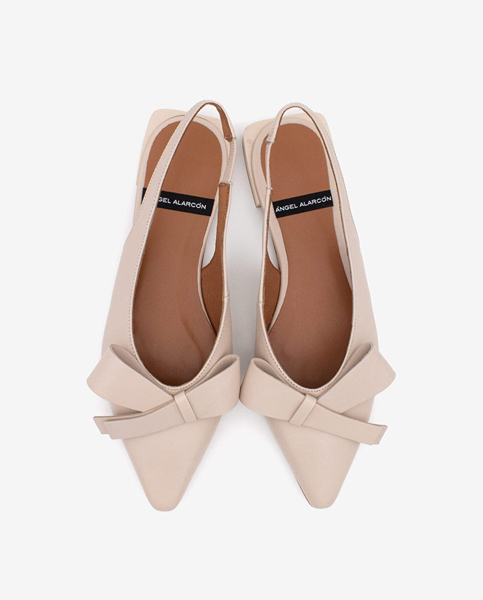 CHARLOTTE - Bailarinas destalonadas con adorno de lazo de piel – Talla 37 – Ángel Alarcón