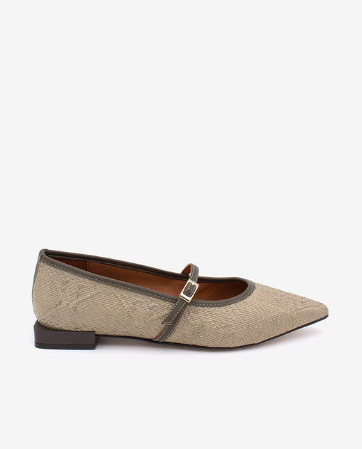 DELPHINE - Bailarina merceditas de rafia y piel – Talla 38 – Ángel Alarcón