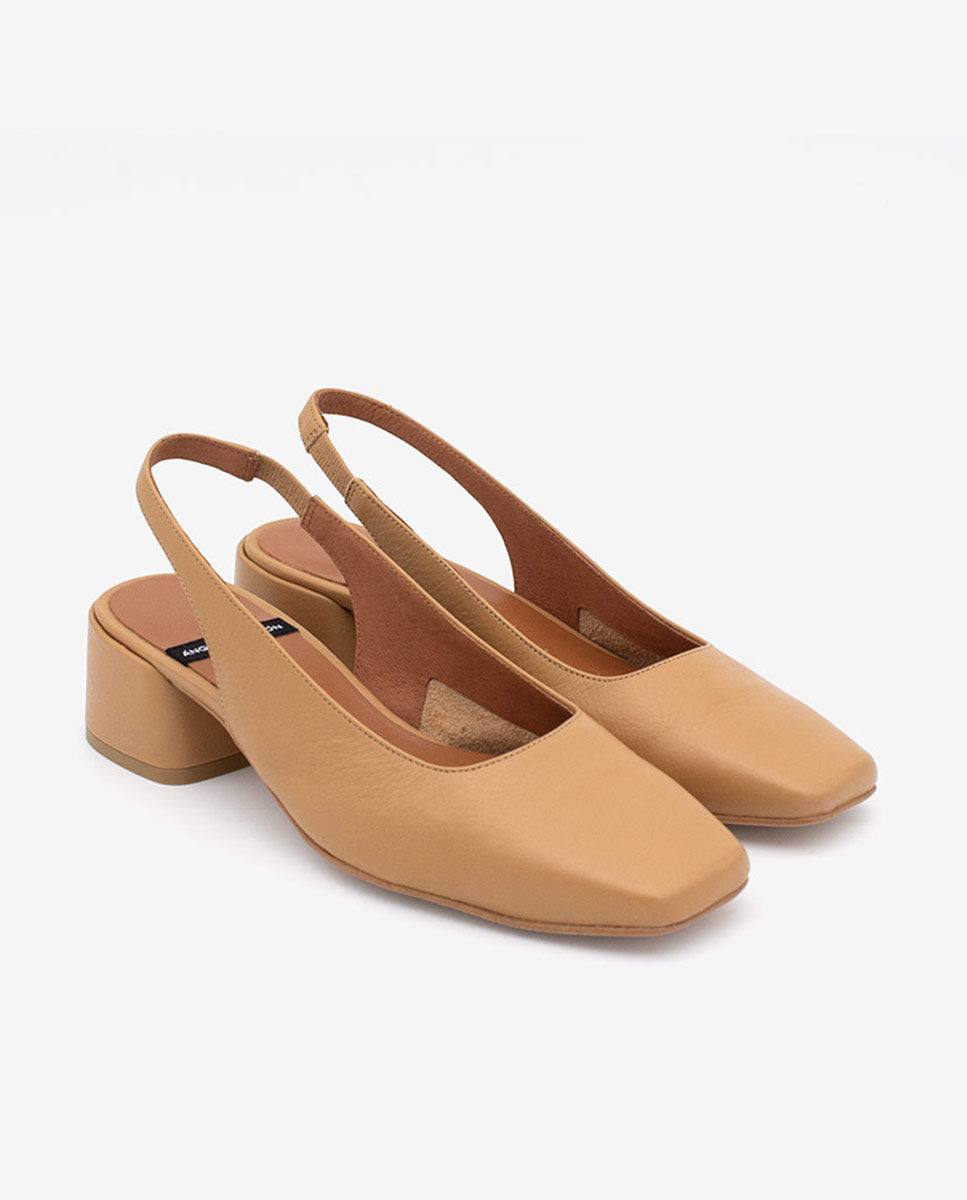 MANON - Zapatos de salón destalonados con tacón bajo de piel – Talla 37 – Ángel Alarcón