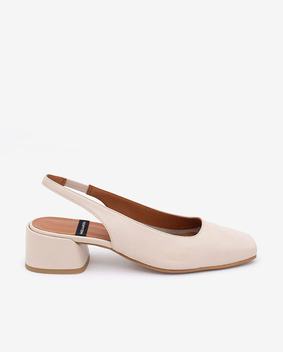 MANON - Zapatos de salón destalonados con tacón ancho de piel suave – Talla 37 – Ángel Alarcón