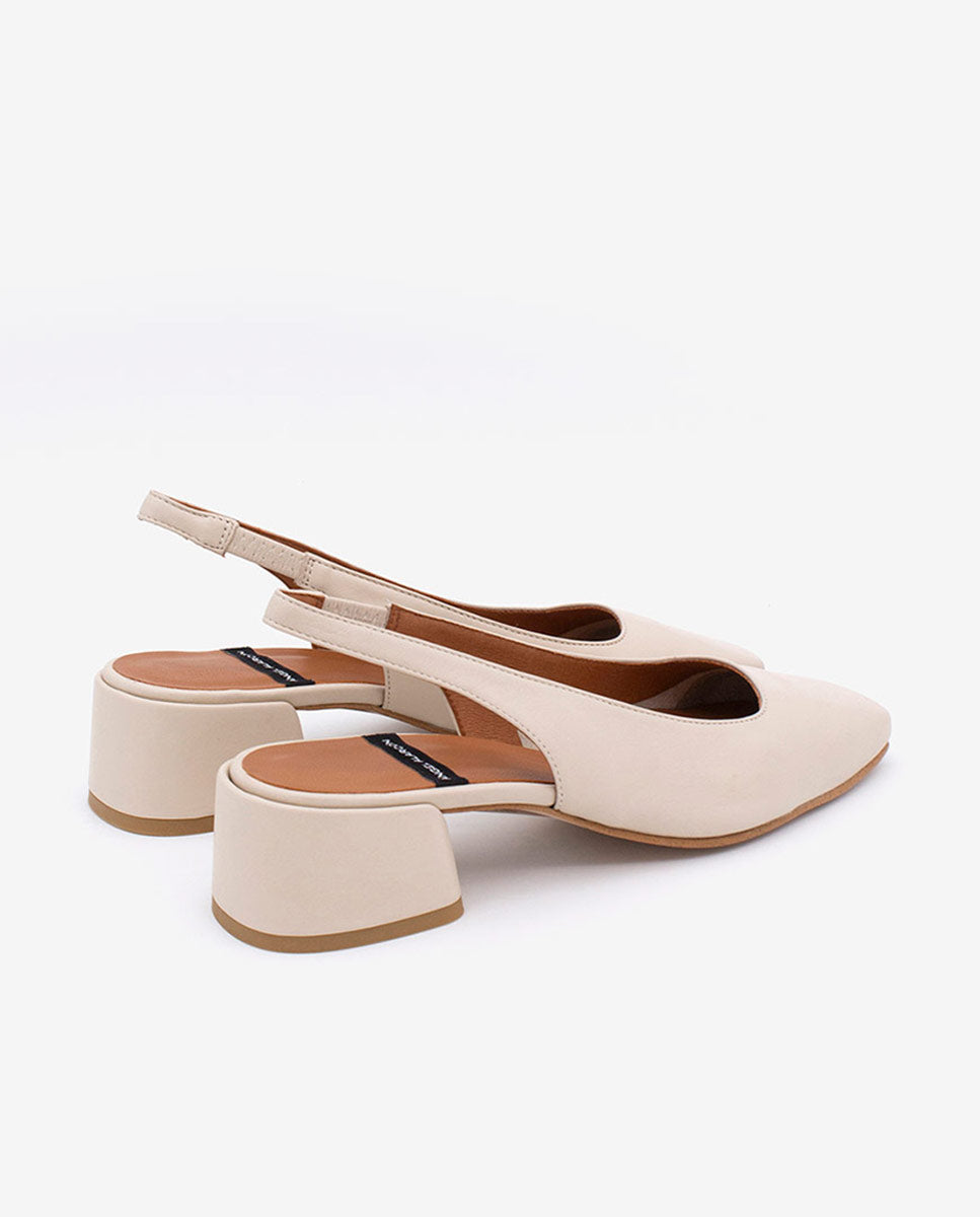 MANON - Zapatos de salón destalonados con tacón ancho de piel suave – Talla 38 – Ángel Alarcón