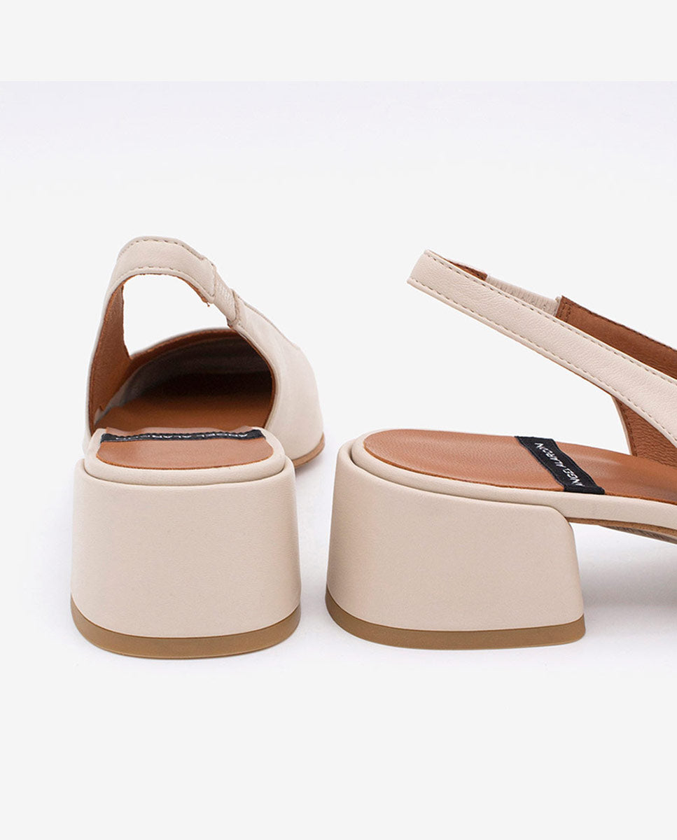 MANON - Zapatos de salón destalonados con tacón ancho de piel suave – Talla 38 – Ángel Alarcón