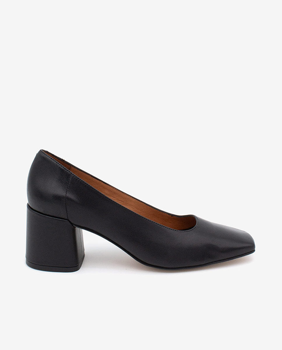 LUCIE - Zapatos de salón cómodos con tacón ancho de piel – negro – Talla 38 – Ángel Alarcón