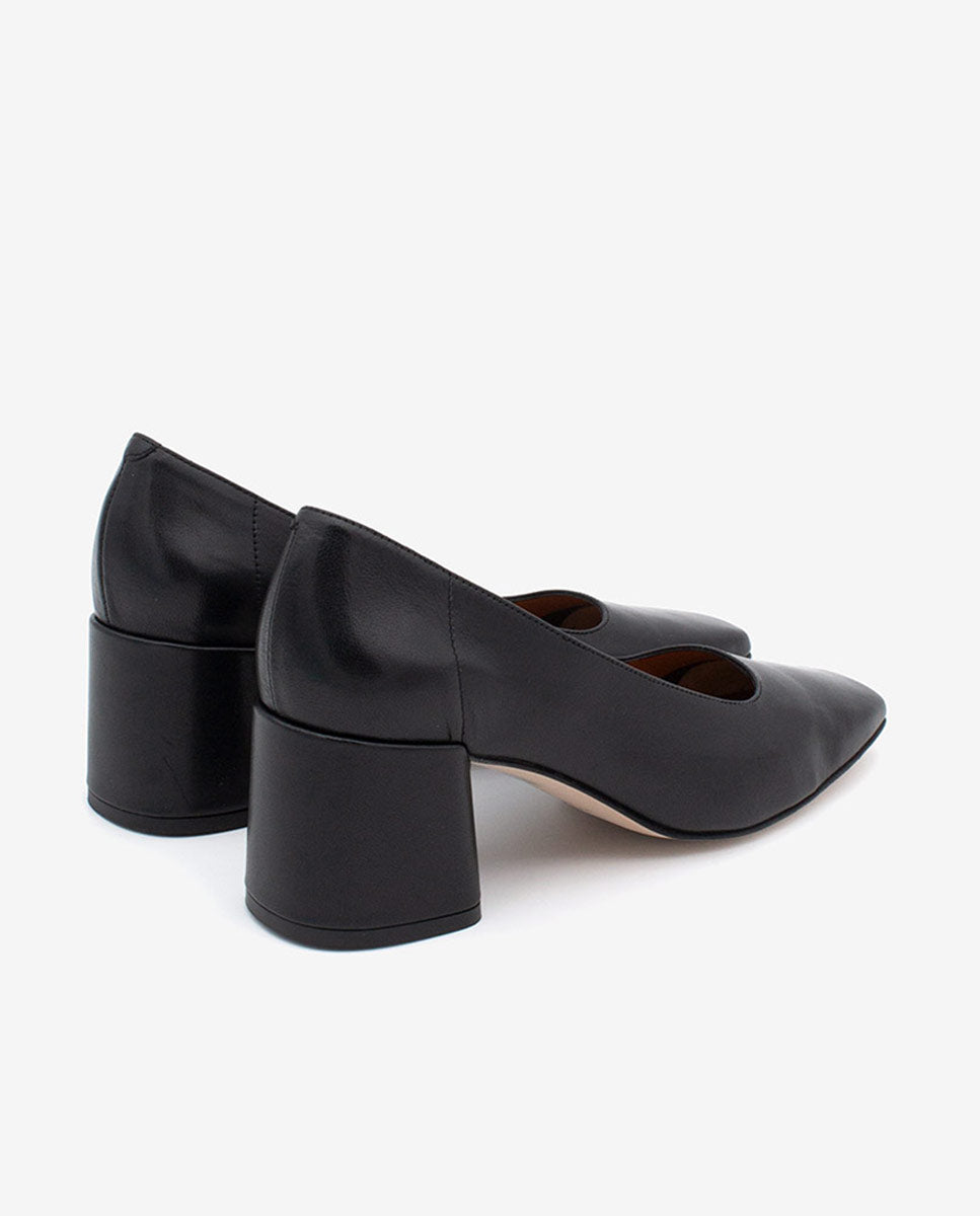 LUCIE - Zapatos de salón cómodos con tacón ancho de piel – negro – Talla 39 – Ángel Alarcón