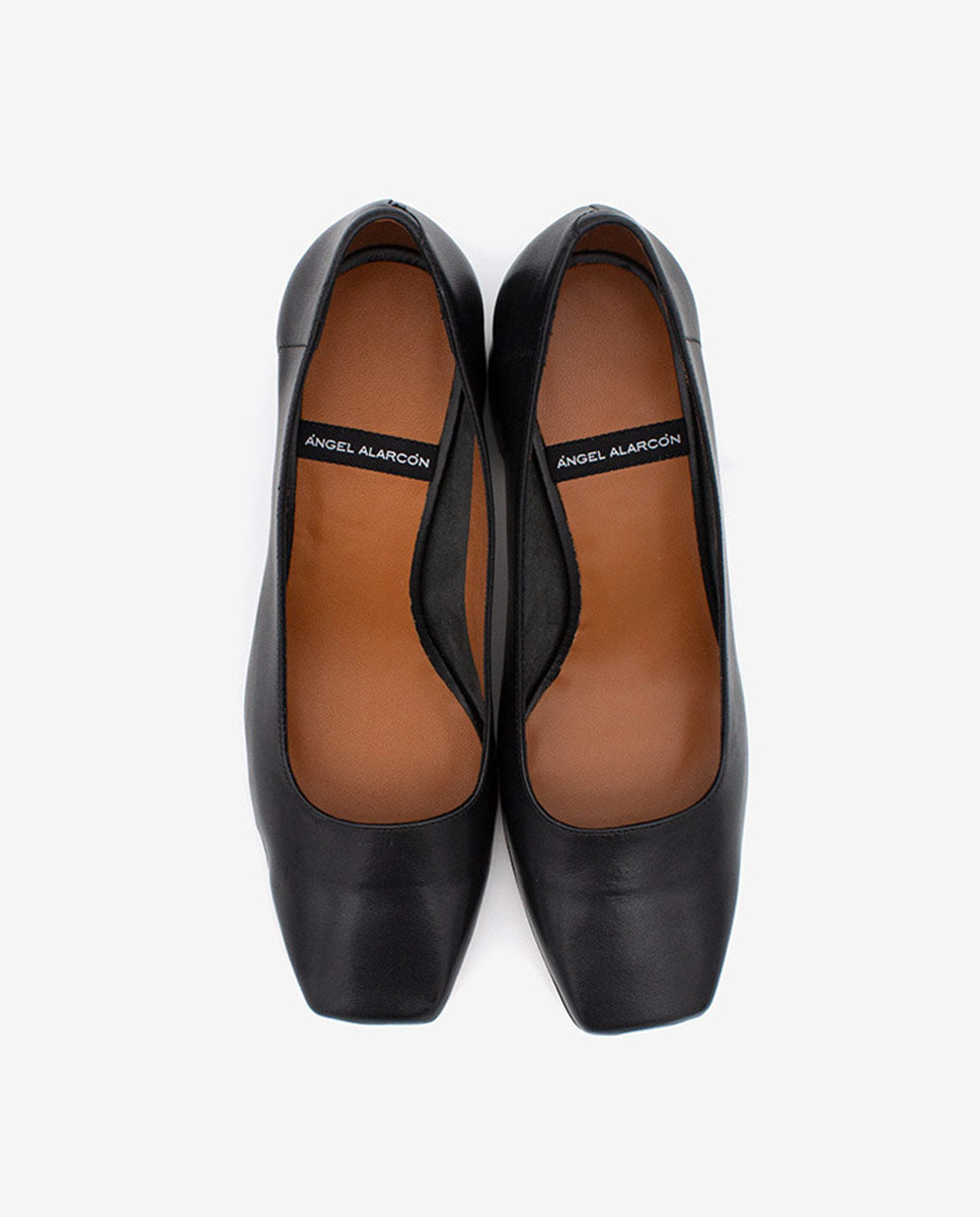 LUCIE - Zapatos de salón cómodos con tacón ancho de piel – negro – Talla 39 – Ángel Alarcón