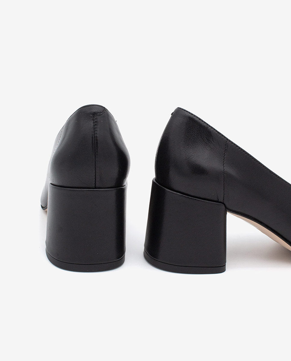 LUCIE - Zapatos de salón cómodos con tacón ancho de piel – negro – Talla 39 – Ángel Alarcón