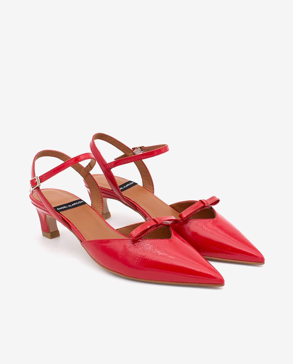 VERONIQUE – Zapatos de salón abiertos con tacón bajo de piel texturizada – Talla 39 – Ángel Alarcón