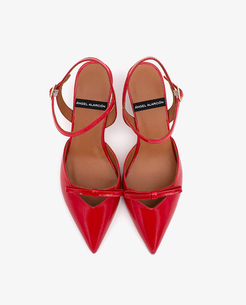 VERONIQUE – Zapatos de salón abiertos con tacón bajo de piel texturizada – Talla 40 – Ángel Alarcón