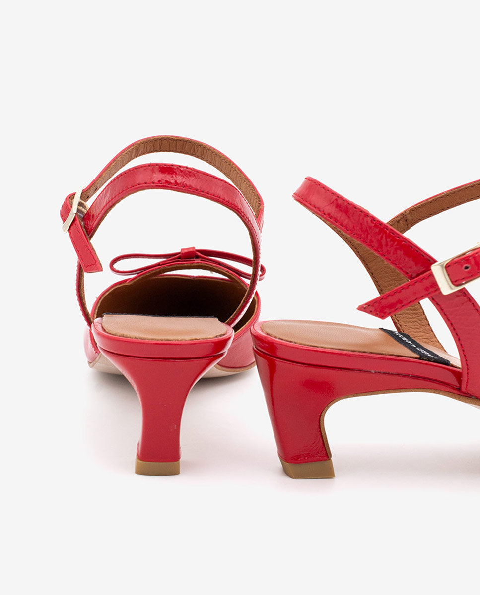 VERONIQUE – Zapatos de salón abiertos con tacón bajo de piel texturizada – Talla 40 – Ángel Alarcón