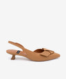 ALINE – Zapatos de salón destalonados de punta fina con lazo de piel – marrón – Talla 35 – Ángel Alarcón