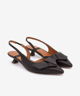 ALINE – Zapatos de salón destalonados de punta fina con lazo de piel – marrón oscuro – Talla 36 – Ángel Alarcón