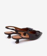 ALINE – Zapatos de salón destalonados de punta fina con lazo de piel – marrón oscuro – Talla 36 – Ángel Alarcón