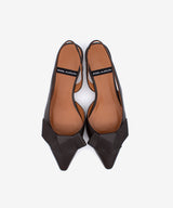 ALINE – Zapatos de salón destalonados de punta fina con lazo de piel – marrón oscuro – Talla 37 – Ángel Alarcón