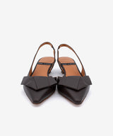 ALINE – Zapatos de salón destalonados de punta fina con lazo de piel – marrón oscuro – Talla 37 – Ángel Alarcón