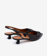 ALINE – Zapatos de salón destalonados de punta fina con lazo de piel – negro – Talla 39 – Ángel Alarcón