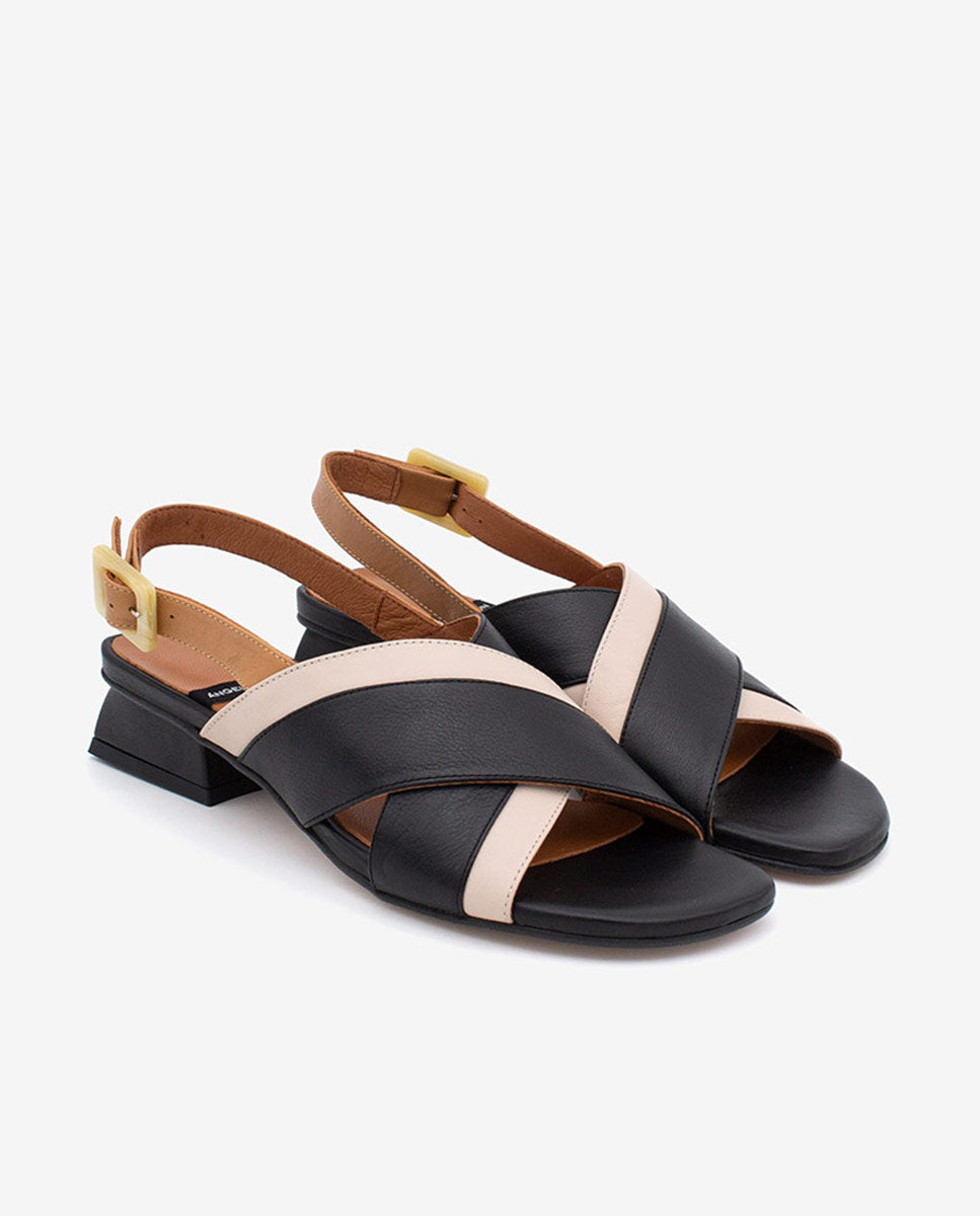 ESTELLE - Sandalia multicolor de tacón bajo de piel – Talla 38 – Ángel Alarcón