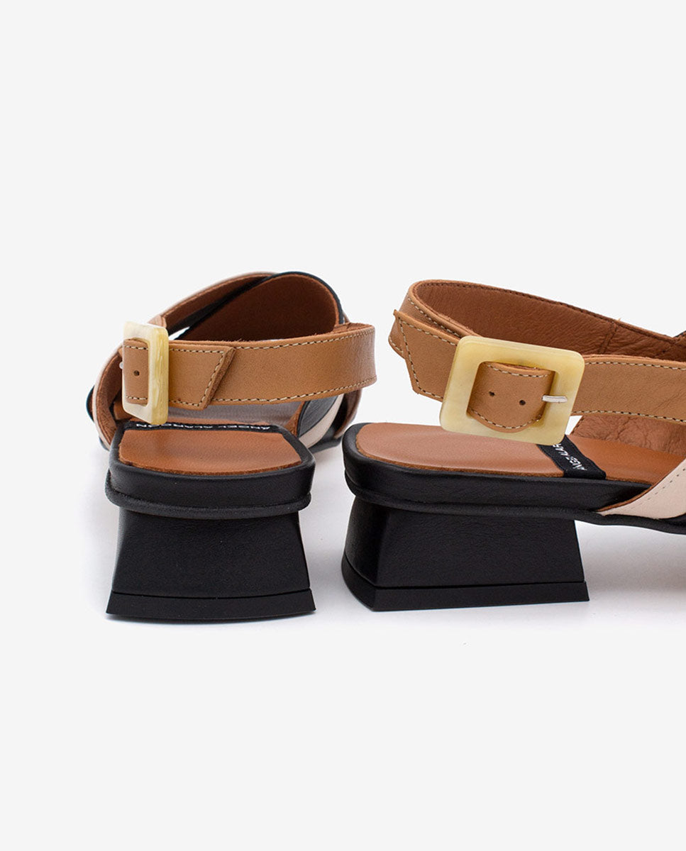 ESTELLE - Sandalia multicolor de tacón bajo de piel – Talla 40 – Ángel Alarcón