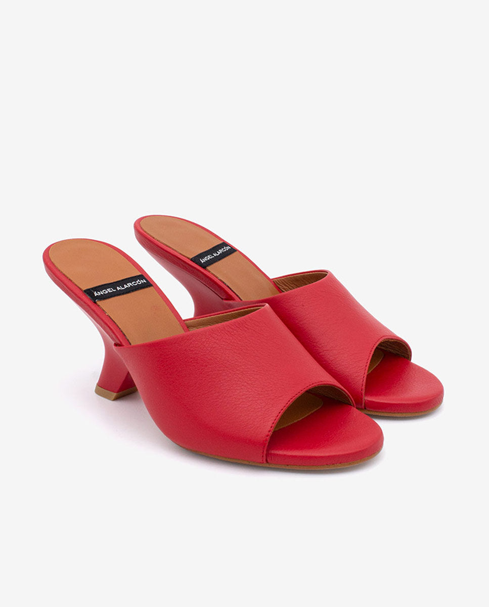 LILY - Mules con tacón de diseño de piel – Talla 38 – Ángel Alarcón