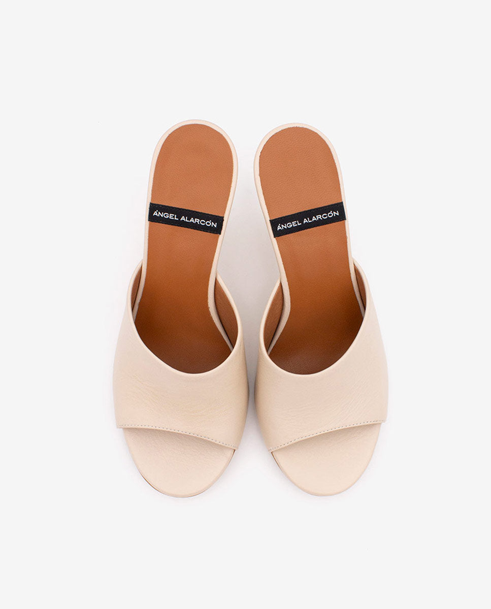 LILY - Mules con tacón de diseño de piel – Talla 35 – Ángel Alarcón
