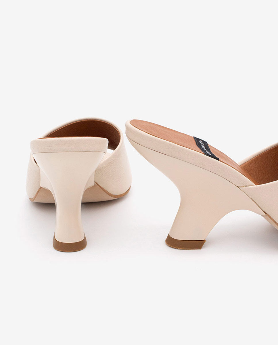 LILY - Mules con tacón de diseño de piel – Talla 35 – Ángel Alarcón