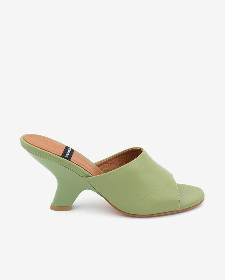 LILY - Mules con tacón de diseño de piel – Talla 39 – Ángel Alarcón