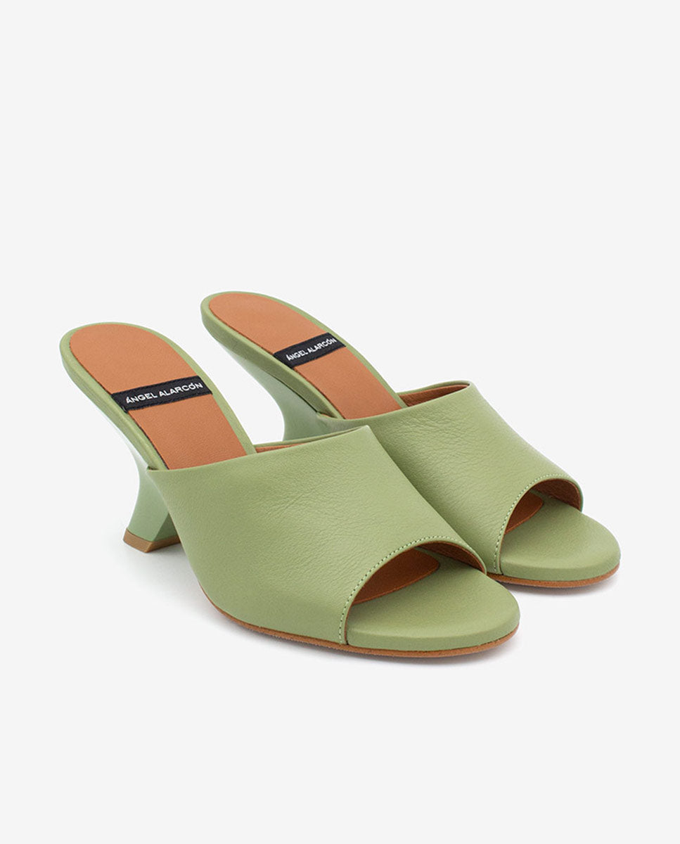 LILY - Mules con tacón de diseño de piel – Talla 39 – Ángel Alarcón