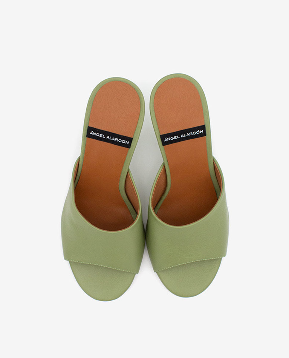 LILY - Mules con tacón de diseño de piel – Talla 39 – Ángel Alarcón