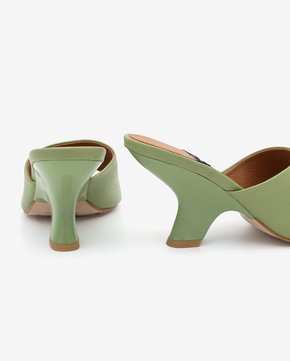 LILY - Mules con tacón de diseño de piel – Talla 39 – Ángel Alarcón