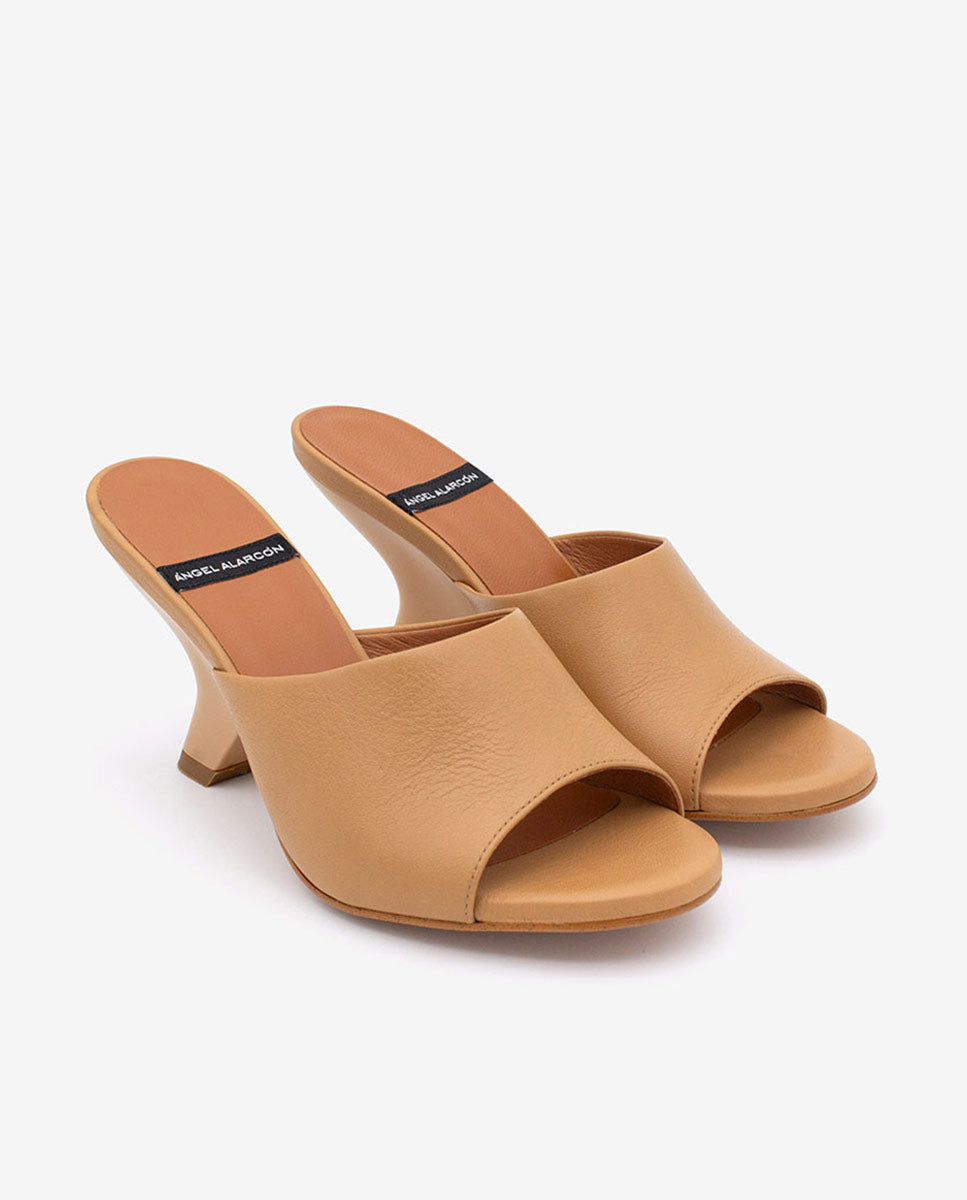 LILY - Mules con tacón de diseño de piel – Talla 36 – Ángel Alarcón
