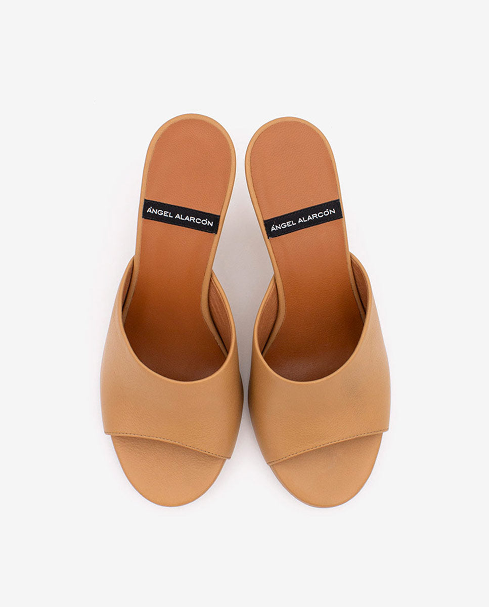 LILY - Mules con tacón de diseño de piel – Talla 36 – Ángel Alarcón