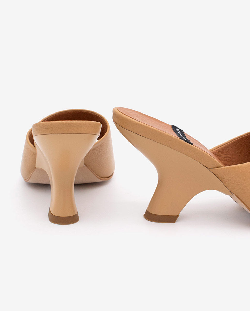 LILY - Mules con tacón de diseño de piel – Talla 36 – Ángel Alarcón