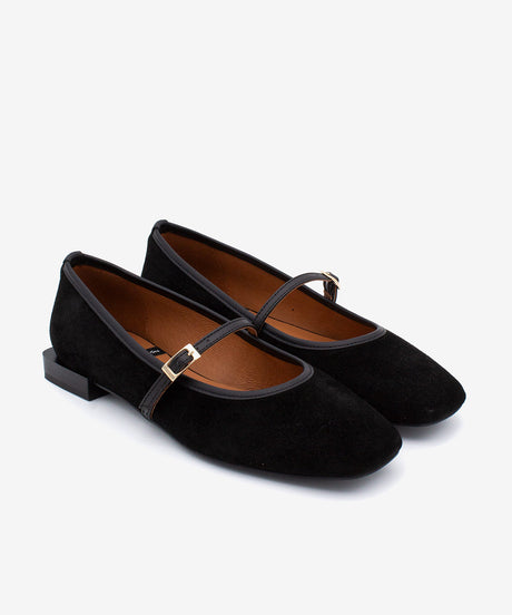 FRANCISTEX – Merceditas de piel con punta cuadrada – negro – Talla 35 – Ángel Alarcón