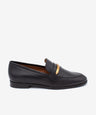 CIRA – Mocasín de piel con punta redonda y adorno metálico dorado – negro – Ángel Alarcón