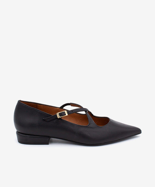 ELISA – Merceditas con punta fina de piel – negro – Talla 35 – Ángel Alarcón