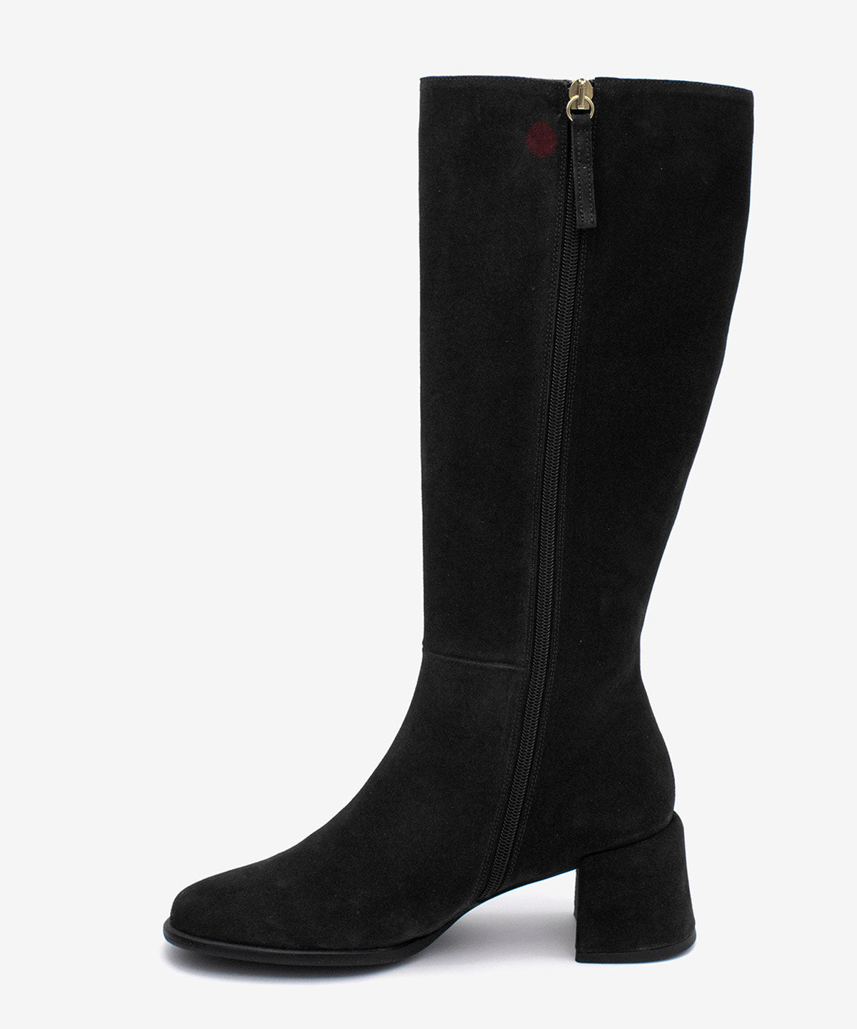 YTIA – Bota de caña alta con tacón bajo cómodo de serraje – negro – Talla 38 – Ángel Alarcón