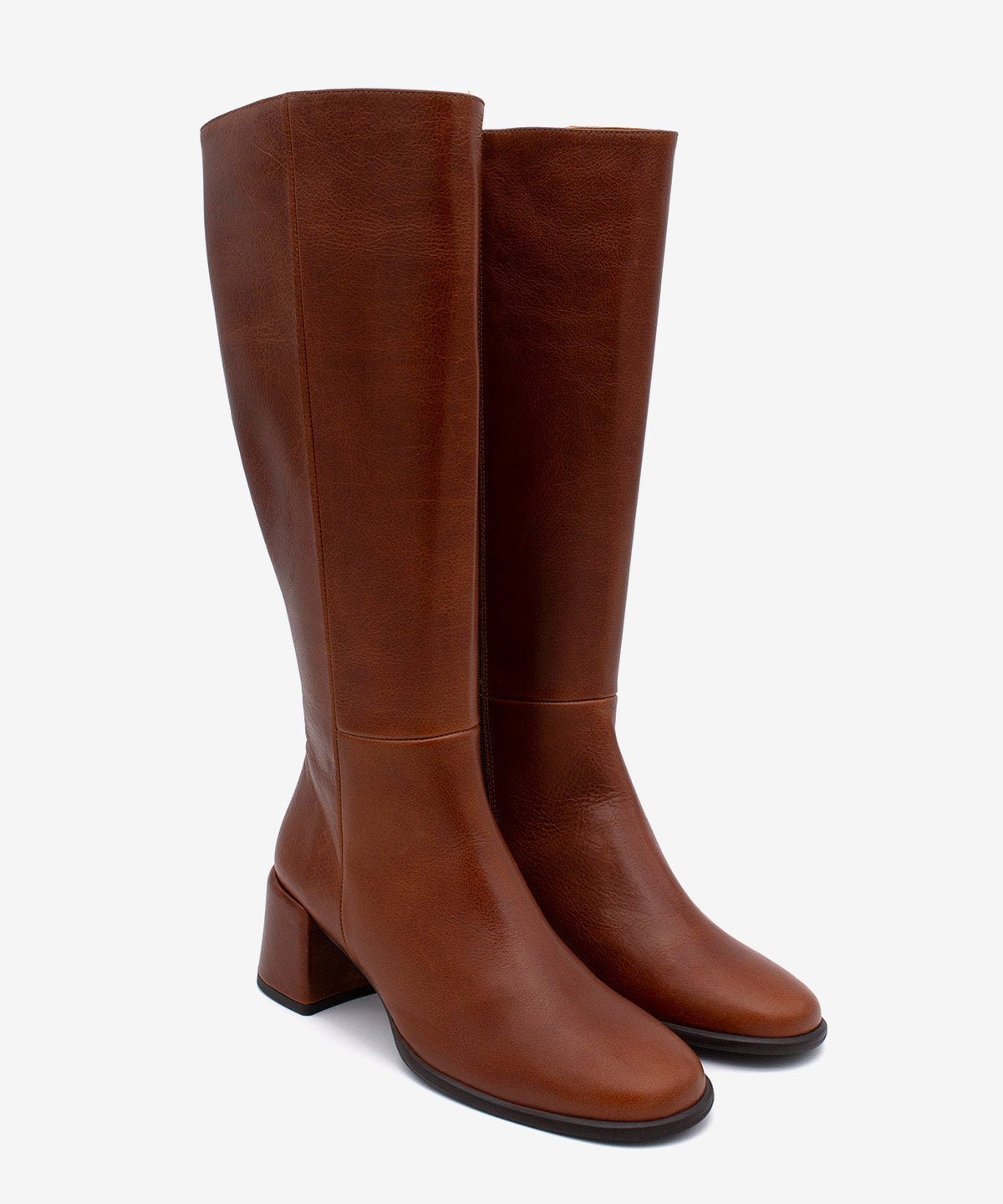 YTIA – Bota de caña alta con tacón bajo cómodo de piel natural – marrón – Talla 36 – Ángel Alarcón