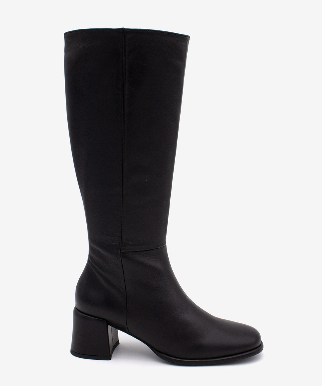 YTIA – Bota de caña alta con tacón bajo cómodo de piel – negro – Talla 35 – Ángel Alarcón