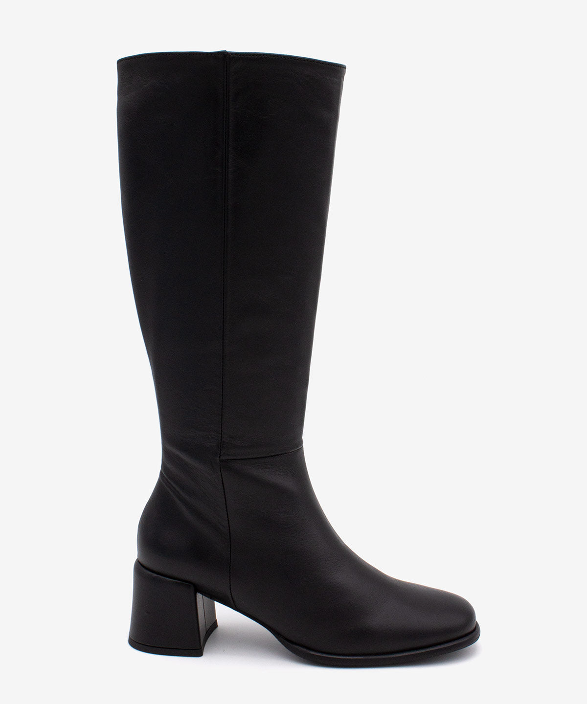 YTIA – Bota de caña alta con tacón bajo cómodo de piel – negro – Talla 35 – Ángel Alarcón