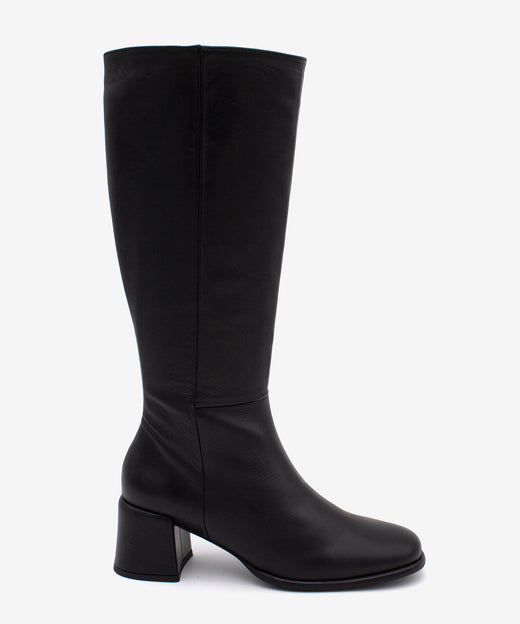 YTIA – Bota de caña alta con tacón bajo cómodo de piel – negro – Talla 35 – Ángel Alarcón