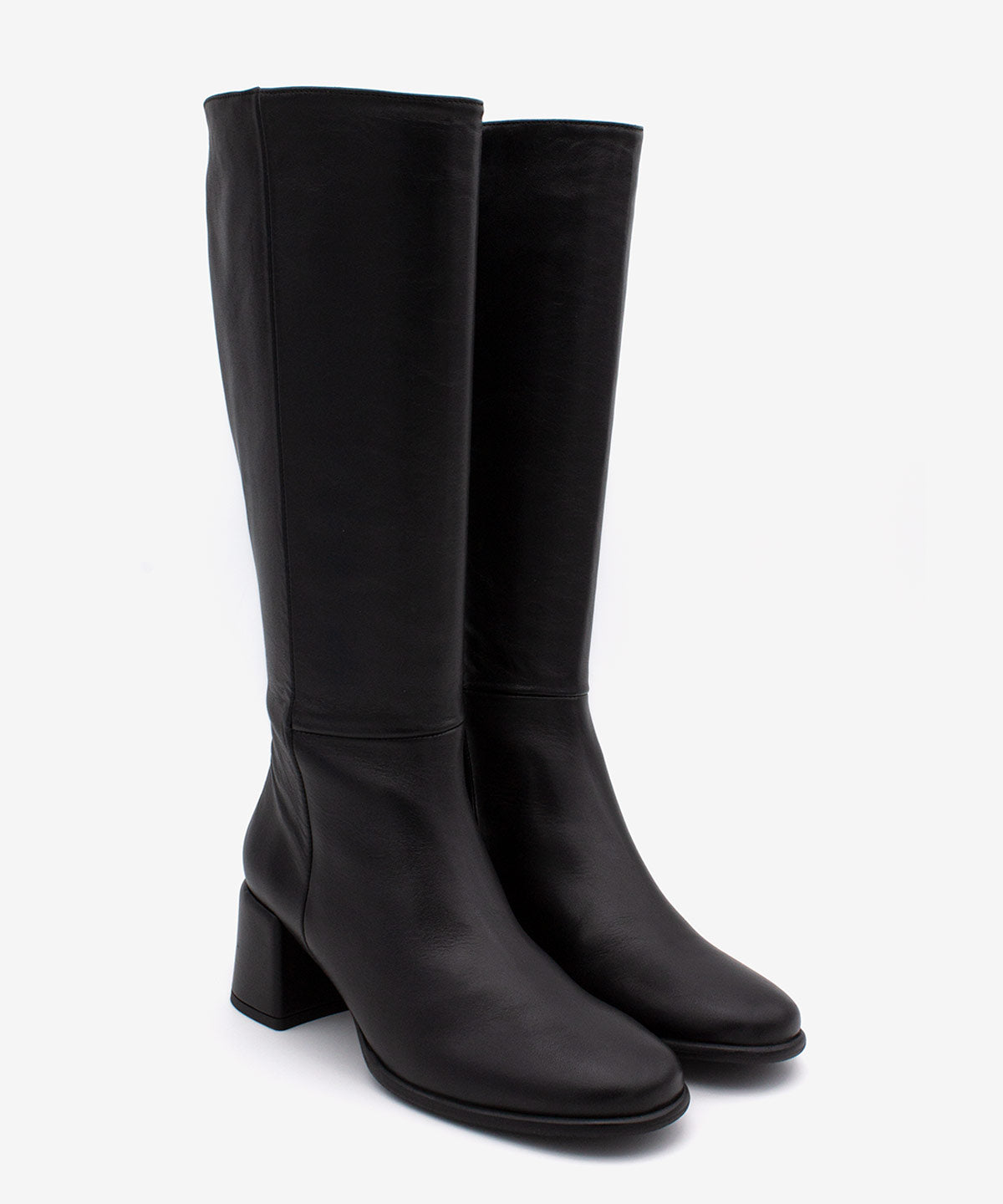 YTIA – Bota de caña alta con tacón bajo cómodo de piel – negro – Talla 36 – Ángel Alarcón
