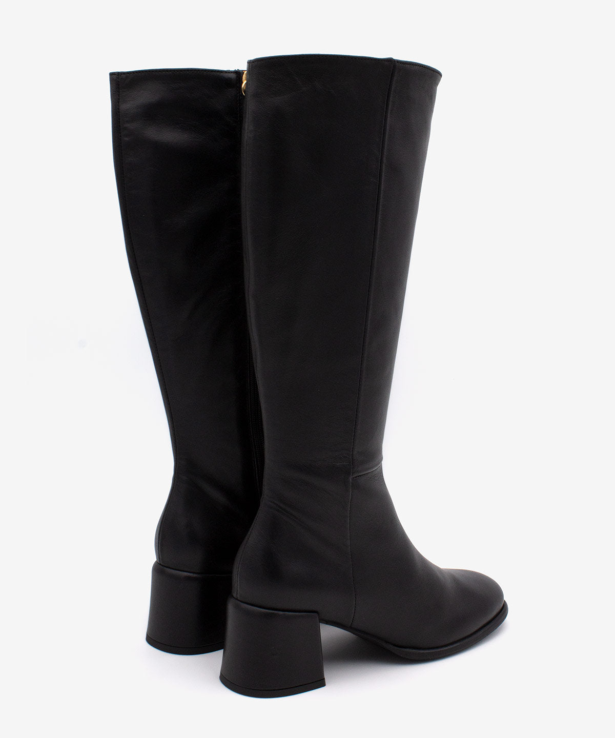 YTIA – Bota de caña alta con tacón bajo cómodo de piel – negro – Talla 37 – Ángel Alarcón