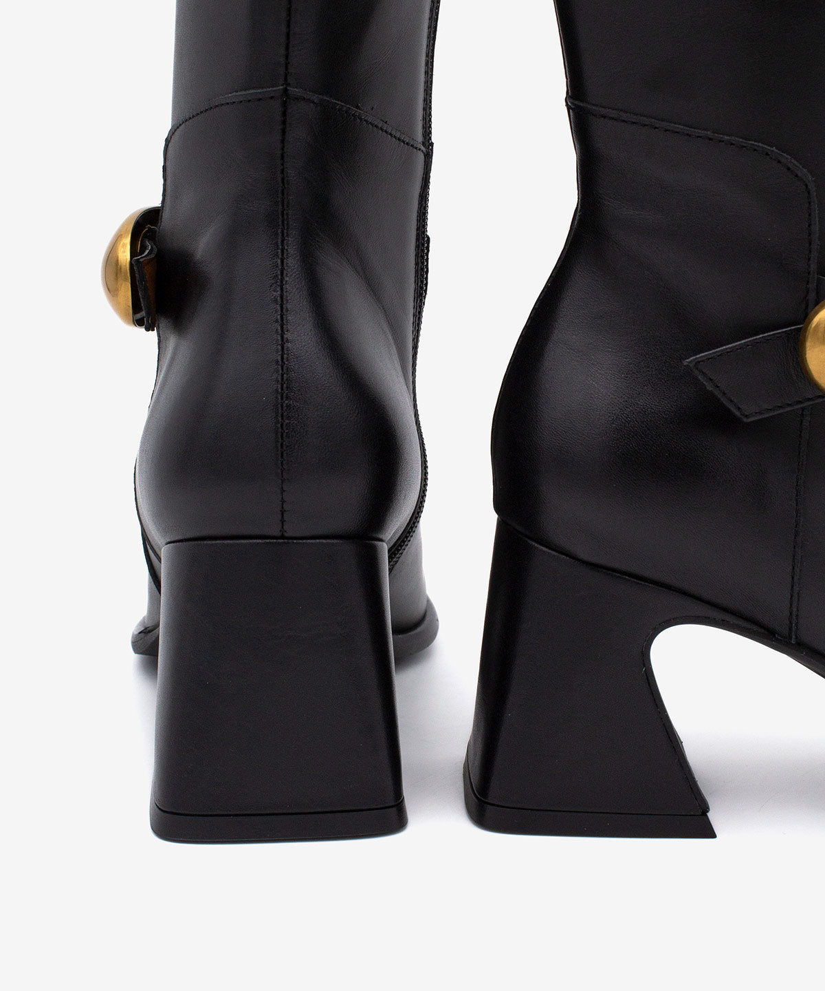 TIARA – Bota de mujer de caña alta con tacón ancho de piel – negro – Talla 40 – Ángel Alarcón